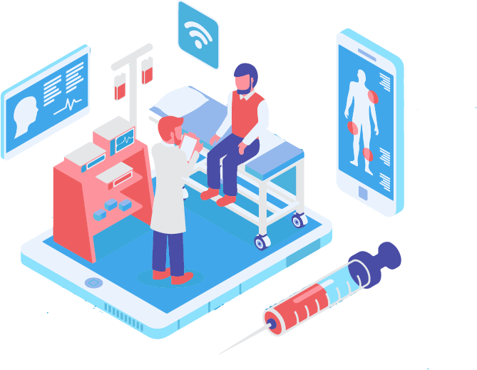 Motion design: patient room in a clinic connected to Wi-Fi